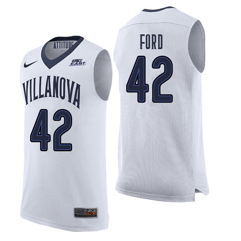 Men Villanova Wildcats #42 Chris Ford College Basketball Jerseys Sale-White - Click Image to Close